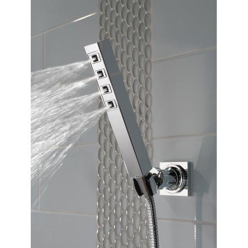  DELTA FAUCET Delta Faucet Single-Spray H2Okinetic Wall-Mount Hand Held Shower with Hose, Stainless 55567-SS