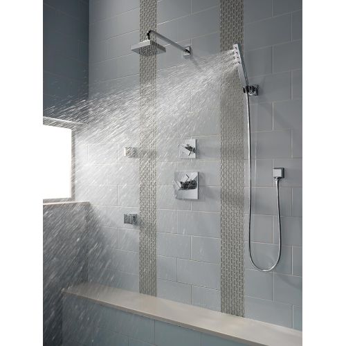  DELTA FAUCET Delta Faucet Single-Spray H2Okinetic Wall-Mount Hand Held Shower with Hose, Stainless 55567-SS