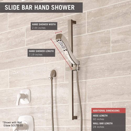  DELTA FAUCET Delta Faucet 4-Spray H2Okinetic Slide Bar Hand Held Shower with Hose, Stainless 51552-SS