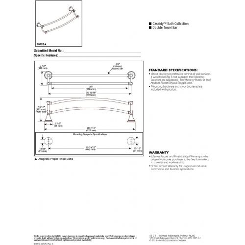  DELTA FAUCET Delta Faucet 79725-RB Cassidy 24 Double Towel Bar, SpotShield Venetian Bronze