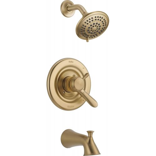  DELTA FAUCET Delta Faucet Lahara 17 Series Dual-Function Tub and Shower Trim Kit with 5-Spray Touch-Clean Shower Head, Champagne Bronze T17438-CZ (Valve Not Included)