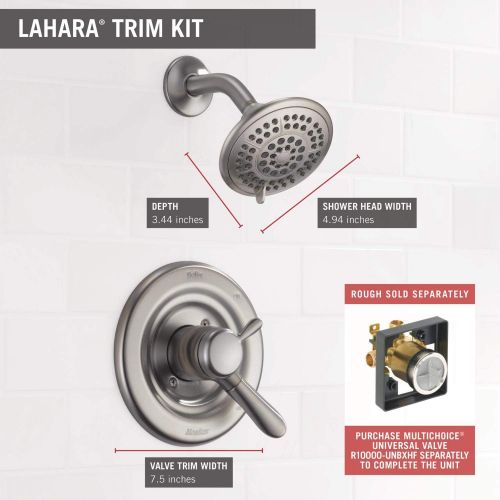  DELTA FAUCET Delta Faucet Lahara 17 Series Dual-Function Tub and Shower Trim Kit with 5-Spray Touch-Clean Shower Head, Champagne Bronze T17438-CZ (Valve Not Included)