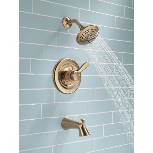  DELTA FAUCET Delta Faucet Lahara 17 Series Dual-Function Tub and Shower Trim Kit with 5-Spray Touch-Clean Shower Head, Champagne Bronze T17438-CZ (Valve Not Included)