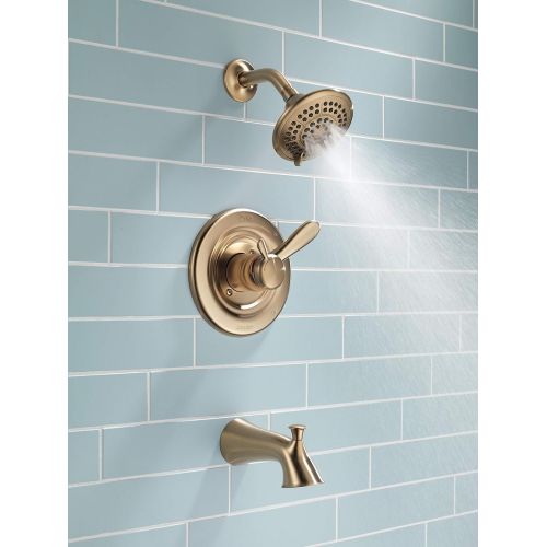  DELTA FAUCET Delta Faucet Lahara 17 Series Dual-Function Tub and Shower Trim Kit with 5-Spray Touch-Clean Shower Head, Champagne Bronze T17438-CZ (Valve Not Included)