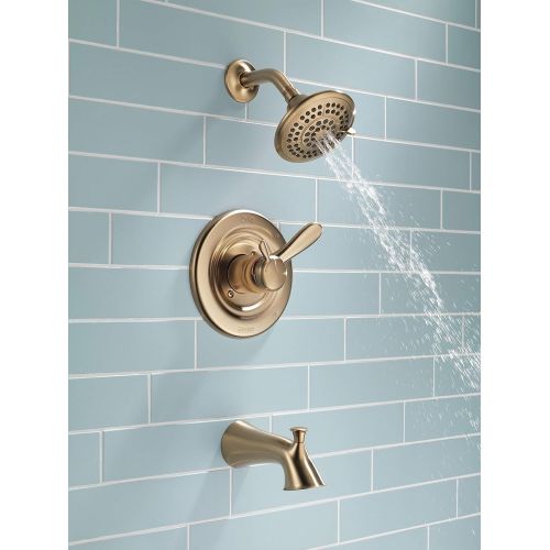  DELTA FAUCET Delta Faucet Lahara 17 Series Dual-Function Tub and Shower Trim Kit with 5-Spray Touch-Clean Shower Head, Champagne Bronze T17438-CZ (Valve Not Included)