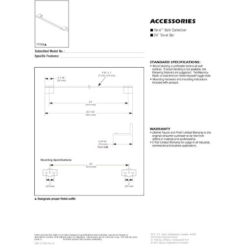  DELTA FAUCET Delta Faucet 77724-SS Vero 24 Towel Bar, Brilliance Stainless Steel