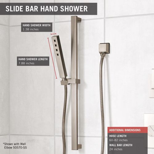  DELTA FAUCET Delta Faucet Single-Spray H2Okinetic Slide Bar Hand Held Shower with Hose, Chrome 51567