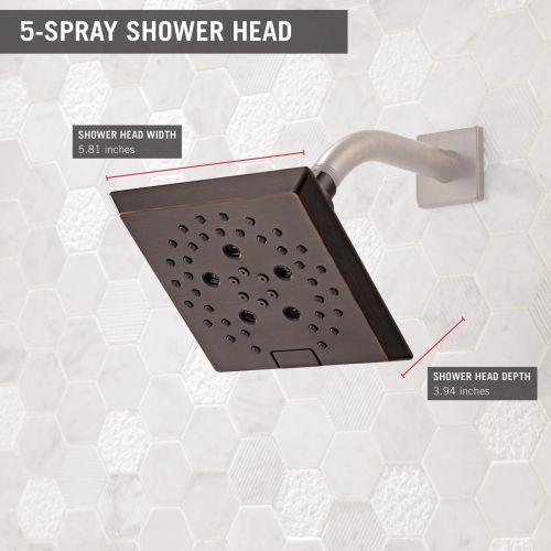  DELTA FAUCET Delta 52664-SS H2Okinetic 5-Setting Raincan Shower head, Stainless