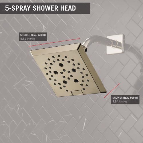  DELTA FAUCET Delta 52664-SS H2Okinetic 5-Setting Raincan Shower head, Stainless