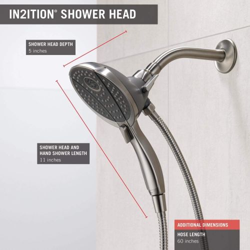  DELTA FAUCET Delta Faucet 4-Spray In2ition 2-in-1 Dual Hand Held Shower Head with Hose, Chrome 58467