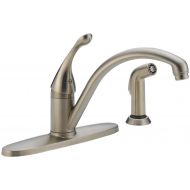 DELTA FAUCET Delta 440-SSWE-DST Collins Single Handle Water-Efficient Kitchen Faucet with Spray, Stainless