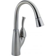 DELTA FAUCET Delta Faucet Allora Single-Handle Bar-Prep Kitchen Sink Faucet with Pull Down Sprayer and Magnetic Docking Spray Head, Arctic Stainless 999-AR-DST