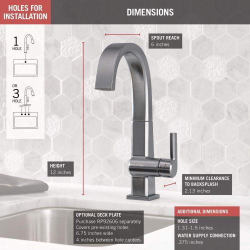  DELTA FAUCET Delta Faucet Pivotal Single-Handle Bar-Prep Kitchen Sink Faucet, Arctic Stainless 1993LF-AR