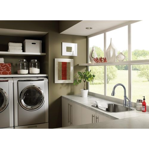  DELTA FAUCET Delta 978-SD-DST Leland Single Handle Kitchen Faucet With Pull Down Spray, Soap Dispenser, and Diamond Seal Valve, Chrome