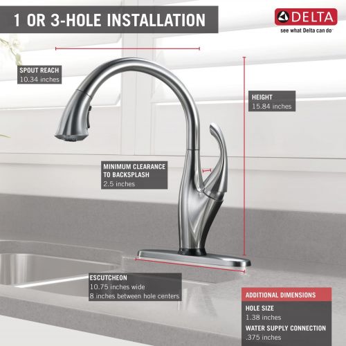  DELTA FAUCET Delta Faucet Addison Single-Handle Touch Kitchen Sink Faucet with Pull Down Sprayer, Soap Dispenser, Touch2O Technology and Magnetic Docking Spray Head, Chrome 9192T-SD-DST