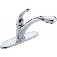 DELTA FAUCET Delta 472-DST Signature Single Handle Pull-Out Kitchen Faucet, Chrome