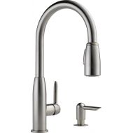 DELTA FAUCET Peerless Single-Handle Kitchen Sink Faucet with Pull Down Sprayer and Soap Dispenser, Stainless P188103LF-SSSD