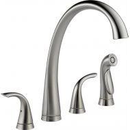 DELTA FAUCET Delta Faucet Pilar 2-Handle Widespread Kitchen Sink Faucet with Side Sprayer in Matching Finish, Arctic Stainless 2480-AR-DST