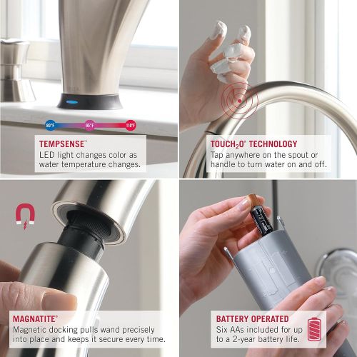  Delta Faucet Addison Single-Handle Touch Kitchen Sink Faucet with Pull Down Sprayer, Soap Dispenser, Touch2O Technology and Magnetic Docking Spray Head, Arctic Stainless 9192T-ARSD