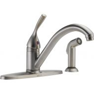 DELTA FAUCET Delta Faucet Classic Single-Handle Kitchen Sink Faucet with Side Sprayer in Matching Finish, Stainless 400-SS-DST