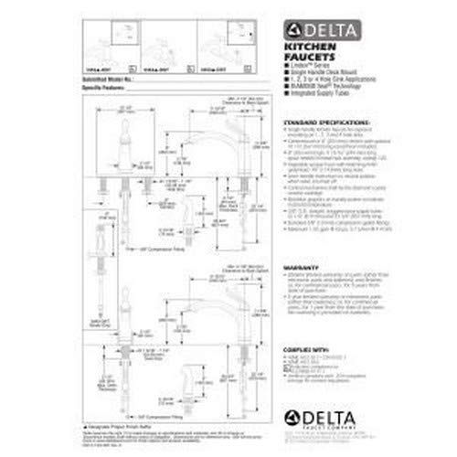  DELTA FAUCET Delta Faucet 1353-AR-DST Linden Single Handle Kitchen Faucet, Arctic Stainless
