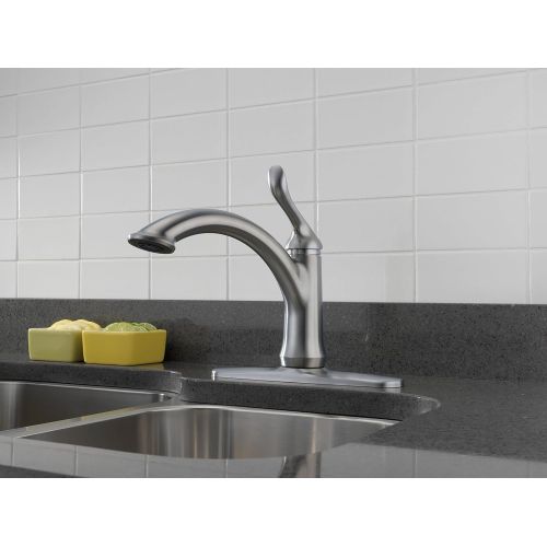  DELTA FAUCET Delta Faucet 1353-AR-DST Linden Single Handle Kitchen Faucet, Arctic Stainless