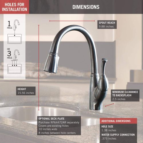  DELTA FAUCET Delta Faucet Allora Single-Handle Kitchen Sink Faucet with Pull Down Sprayer and Magnetic Docking Spray Head, Arctic Stainless 989-AR-DST