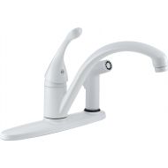 DELTA FAUCET Delta 340-WH-DST Collins Single Handle Kitchen Faucet with Integral Spray, White