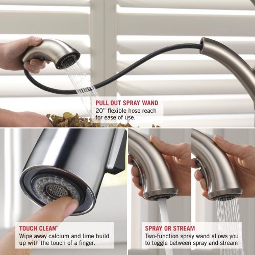  Delta Faucet Linden Single-Handle Kitchen Sink Faucet with Pull Out Sprayer, Arctic Stainless 4153-AR-DST