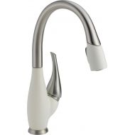 DELTA FAUCET Delta Faucet Fuse Single-Handle Kitchen Sink Faucet with Pull Down Sprayer and Magnetic Docking Spray Head, Stainless and White 9158-SW-DST