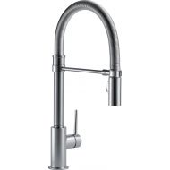DELTA FAUCET Delta Faucet Trinsic Pro Single-Handle Spring Spout Kitchen Sink Faucet with Pull Down Sprayer and Magnetic Docking Spray Head, Arctic Stainless 9659-AR-DST