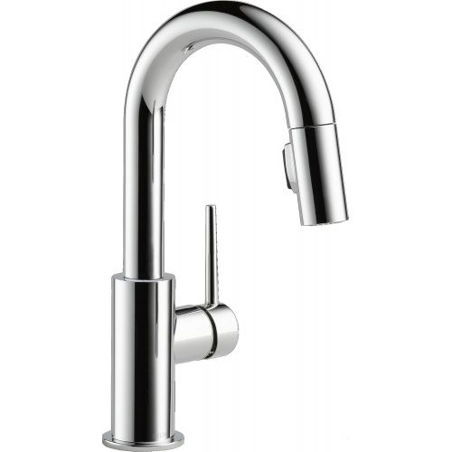  DELTA FAUCET Delta Faucet Trinsic Single-Handle Bar-Prep Kitchen Sink Faucet with Pull Down Sprayer and Magnetic Docking Spray Head, Chrome 9959-DST