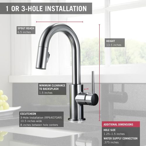  DELTA FAUCET Delta Faucet Trinsic Single-Handle Bar-Prep Kitchen Sink Faucet with Pull Down Sprayer and Magnetic Docking Spray Head, Chrome 9959-DST