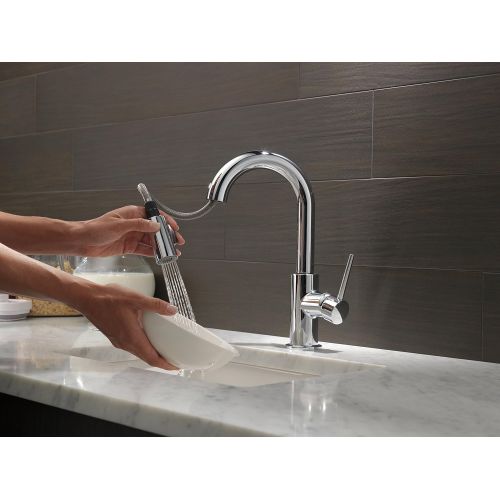  DELTA FAUCET Delta Faucet Trinsic Single-Handle Bar-Prep Kitchen Sink Faucet with Pull Down Sprayer and Magnetic Docking Spray Head, Chrome 9959-DST