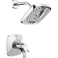 DELTA FAUCET Delta Faucet Tesla 17 Series Dual-Function Shower Trim Kit with Three-Spray Touch-Clean H2Okinetic Shower Head, Chrome T17252 (Valve Not Included)