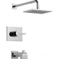 DELTA FAUCET Delta Faucet Vero 14 Series Single-Function Tub and Shower Trim Kit with Single-Spray Touch-Clean Rain Shower Head, Chrome T14253 (Valve Not Included)