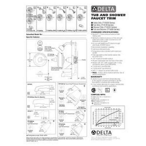  DELTA FAUCET Delta Faucet Classic 13 Series Single-Function Shower Trim Kit with Single-Spray Touch-Clean Shower Head, Stainless T13220-SS (Valve Not Included)