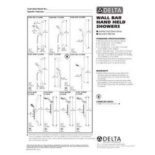  DELTA FAUCET Delta Faucet 2-Spray Slide Bar Hand Held Shower with Hose, Chrome 57011