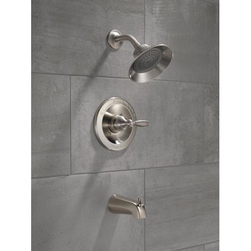  DELTA FAUCET Peerless Single-Handle Tub and Shower Faucet Trim Kit with Single-Spray Touch-Clean Shower Head, Brushed Nickel P188775-BN (Valve Included)