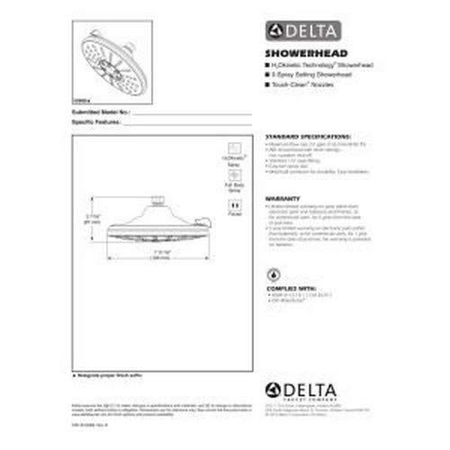  DELTA FAUCET Delta Faucet 3-Spray Touch-Clean H2Okinetic Shower Head, Matte Black 52688-BL