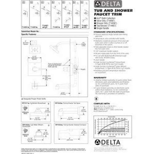  DELTA FAUCET Delta Faucet Ara 14 Series Single-Function Shower Trim Kit, Matte Black T14267-BLLHD (Valve and Shower Head Not Included)
