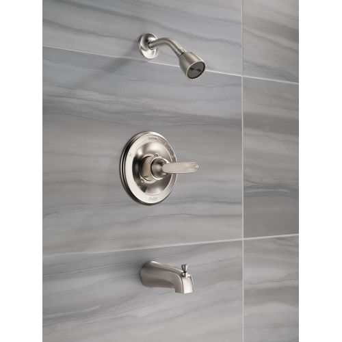  DELTA FAUCET Delta Faucet Foundations Single-Function Tub and Shower Trim Kit with Single-Spray Shower Head, Stainless BT13410-SS (Valve Not Included)