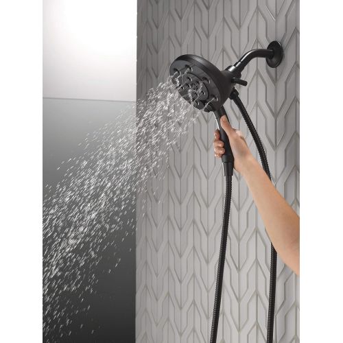  DELTA FAUCET Delta Faucet 4-Spray H2Okinetic In2ition 2-in-1 Dual Hand Held Shower Head with Hose and Magnetic Docking, Matte Black 58472-BL