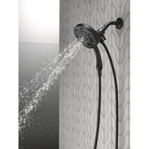  DELTA FAUCET Delta Faucet 4-Spray H2Okinetic In2ition 2-in-1 Dual Hand Held Shower Head with Hose and Magnetic Docking, Matte Black 58472-BL