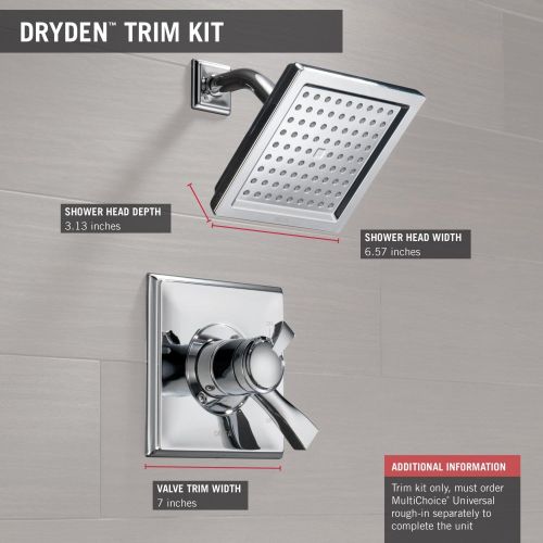  Delta Faucet Dryden 17 Series Dual-Function Shower Trim Kit with Single-Spray Touch-Clean Shower Head, Champagne Bronze T17251-CZ (Valve Not Included)