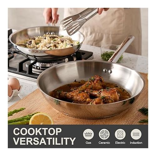  DELUXE Stainless Steel Frying Pan Set 4-Pieces, 10