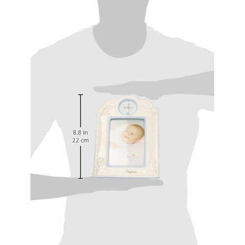  [아마존베스트]DEMDACO Blue Babys Baptism 6.75 x 9.75 Porcelain Picture Frame