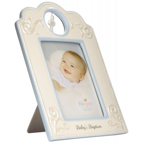  [아마존베스트]DEMDACO Blue Babys Baptism 6.75 x 9.75 Porcelain Picture Frame