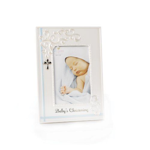  [아마존베스트]DEMDACO Blue Babys Christening 9.75 x 9.5 Porcelain Picture Frame