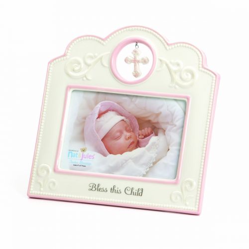  DEMDACO Pink Bless This Child 8 x 8 Porcelain Picture Frame
